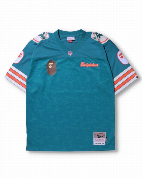 Pánské Tričko Bape X M&N NFL Miami Dolphins Legacy Jersey Mátově Zelená | 42385BMIC