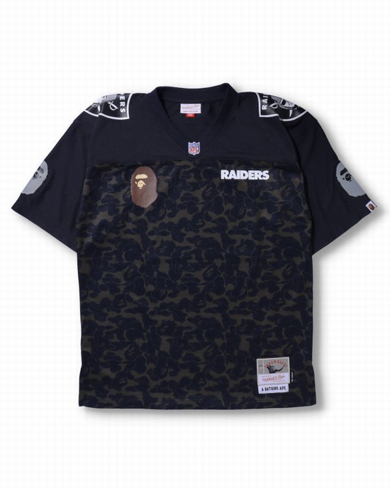 Pánské Tričko Bape X M&N NFL Oakland Raiders Legacy Jersey Černé | 53807GLXD