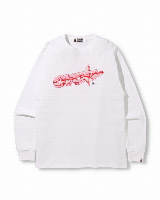 Pánské Tričko Bape X OVO Long Sleeve Bílé | 95436VTRZ