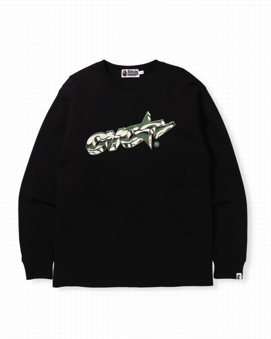 Pánské Tričko Bape X OVO Long Sleeve Černé | 67542YVIQ