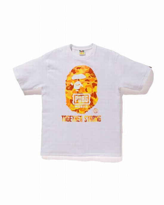 Pánské Tričko Bape X PUBG MOBILE Ape Head Bílé | 68039VFAZ