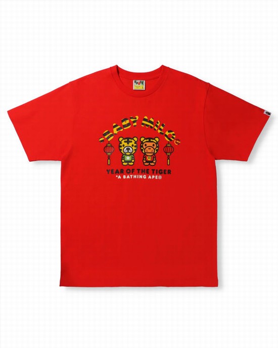 Pánské Tričko Bape Year Of The Tiger Milo Světle Červené | 05419FTHY