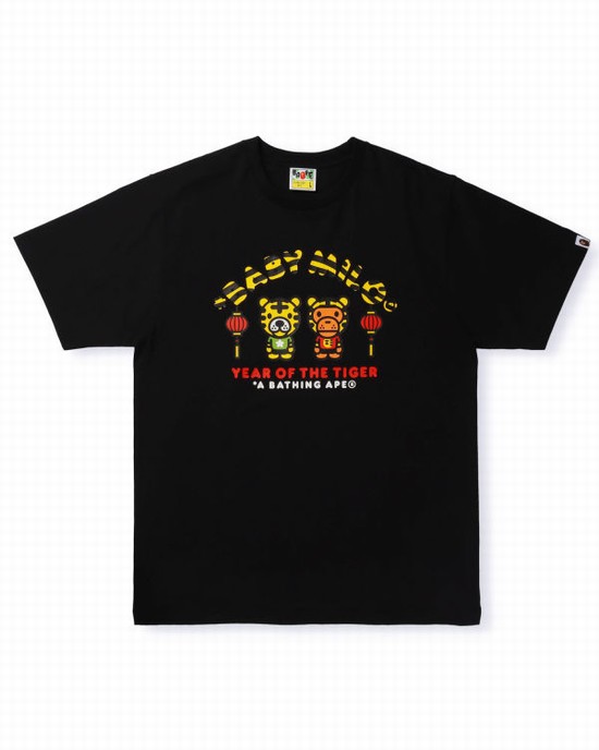 Pánské Tričko Bape Year Of The Tiger Milo Černé | 12650KZGN