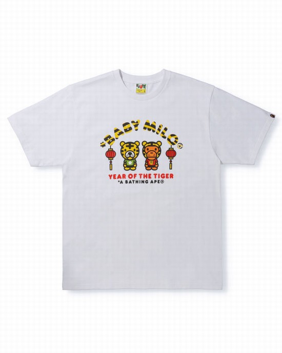 Pánské Tričko Bape Year Of The Tiger Milo Bílé | 57194QPSA