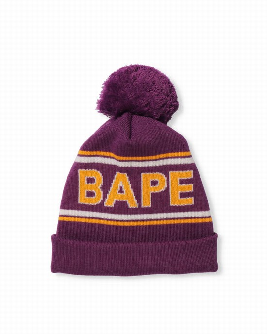 Pánské Čepice Bape Knit Fialové | 64375URDN