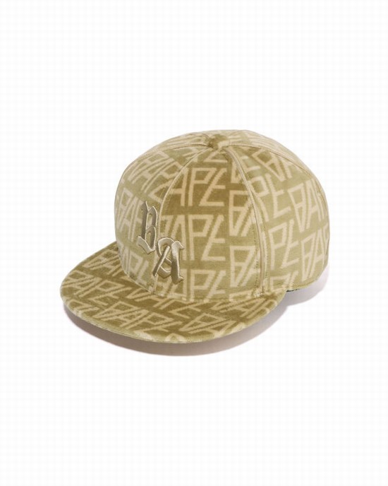 Pánské Čepice Bape Logo Monogram Velour Béžový | 24658FHAW