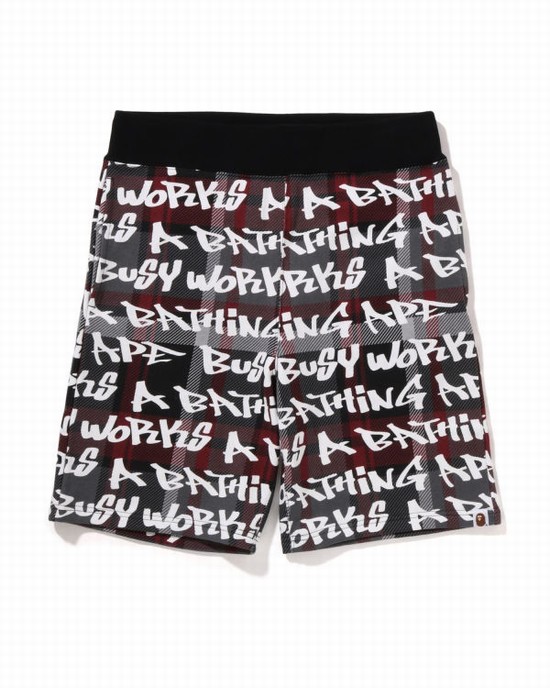 Pánské Šortky Bape Graffiti Check Černé | 59864HPLM