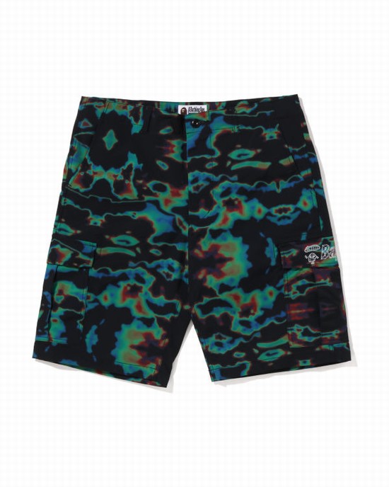 Pánské Šortky Bape Thermography Cargo Černé | 27068BYJI