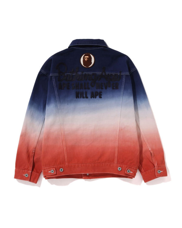 Dámské Bundy Bape Gradation Champion Denim Tmavě Blankyt Bílé Červené | 97841RDEG