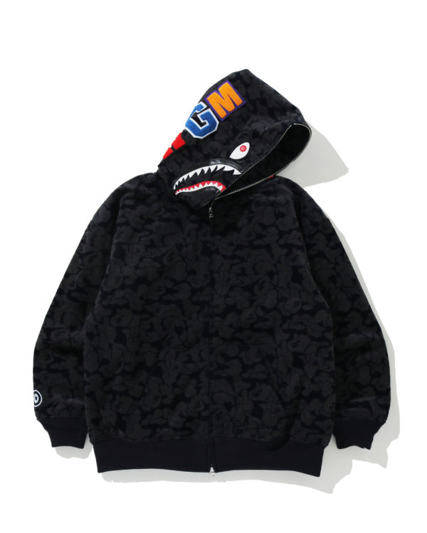 Dámské Bundy Bape Solid Camo Corduroy Shark Full Zip S Kapucí Tmavě Blankyt Blankyt | 70638LDHC