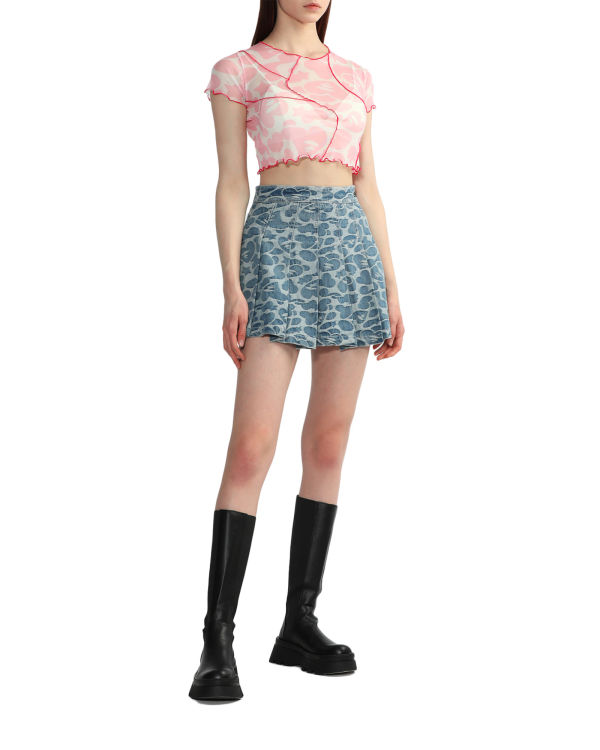 Dámské Halenka Bape Pattern mesh crop Růžové | 01934GXUL