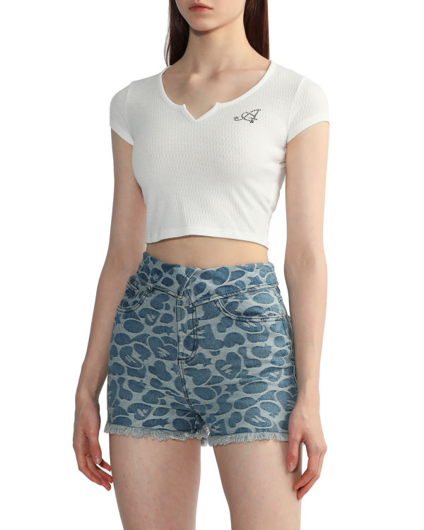 Dámské Halenka Bape V-neck crop Bílé | 89635SDBA