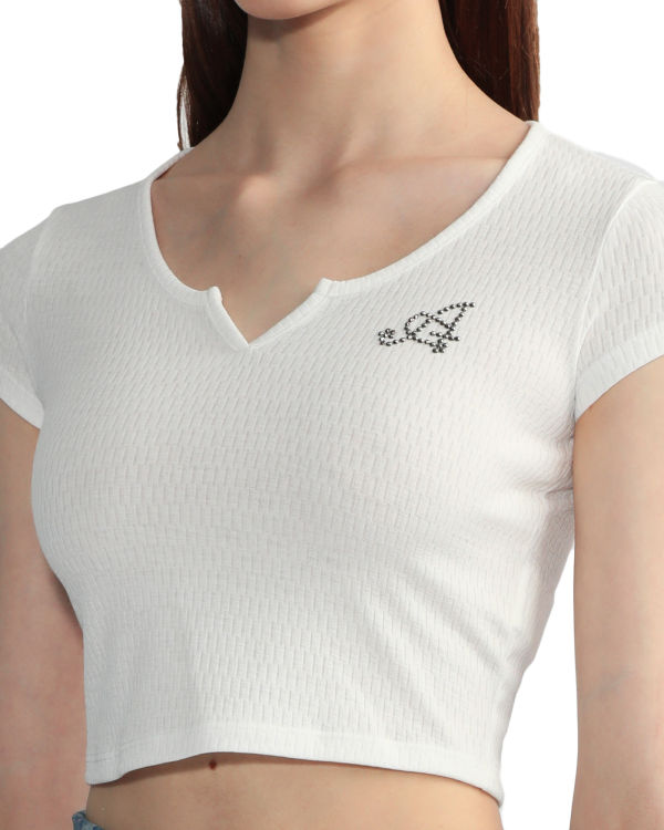 Dámské Halenka Bape V-neck crop Bílé | 89635SDBA