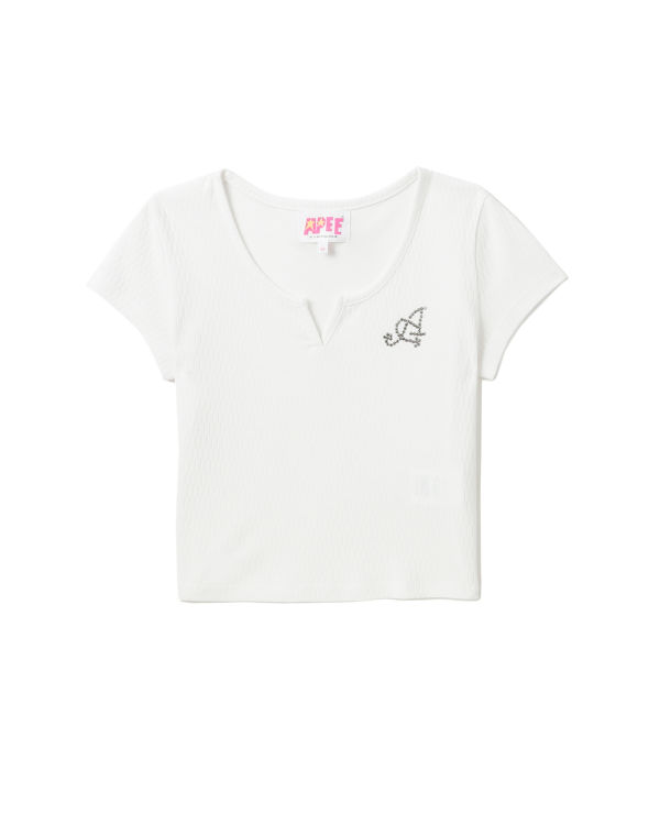 Dámské Halenka Bape V-neck crop Bílé | 89635SDBA