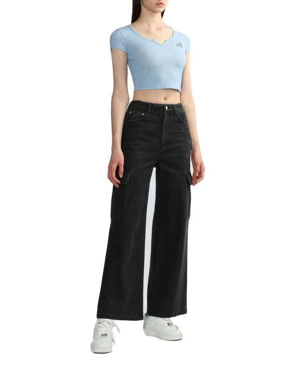 Dámské Halenka Bape V-neck crop Světle Blankyt | 79268UWXE