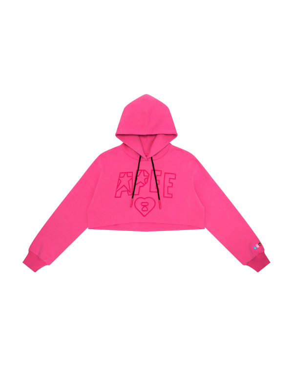 Dámské Mikiny S Kapucí Bape Apee logo cropped hoody Růžové | 35217YPMD