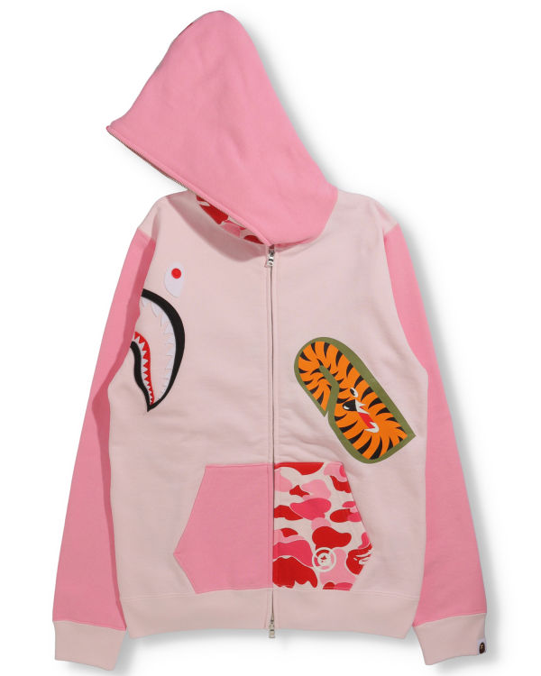 Dámské Mikiny S Kapucí Bape Big ABC Camo Multi Shark Full Zip Růžové | 65891EUGH