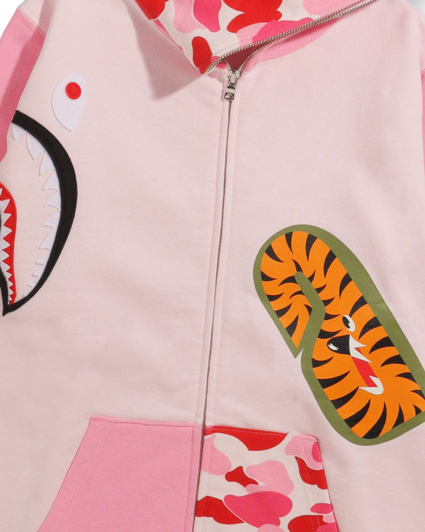 Dámské Mikiny S Kapucí Bape Big ABC Camo Multi Shark Full Zip Růžové | 65891EUGH