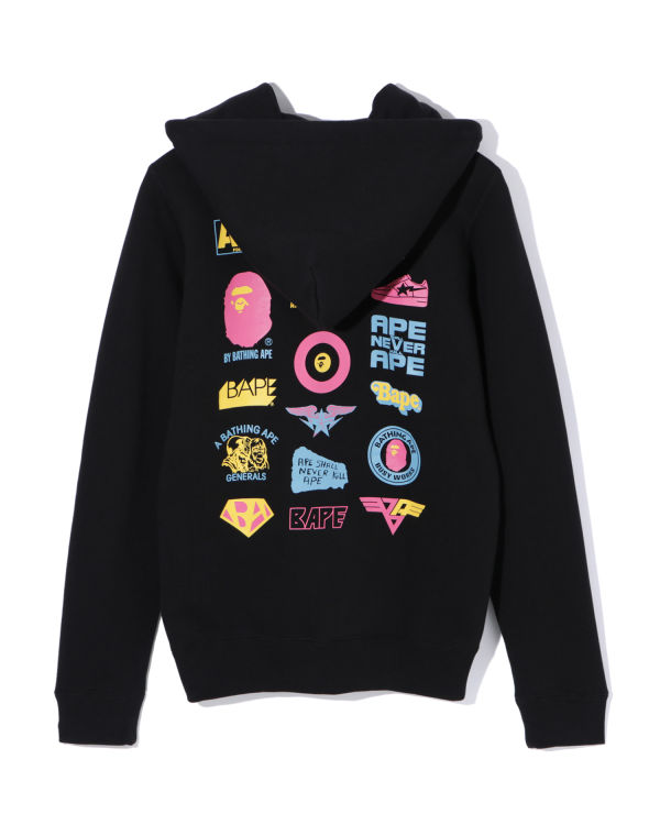 Dámské Mikiny S Kapucí Bape Colours multi logo zip Černé | 25804XSHG