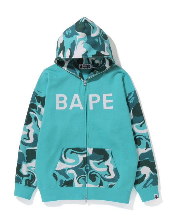 Dámské Mikiny S Kapucí Bape Marble Camo Oversized Full Zip Mátově Zelená | 95284GMYH