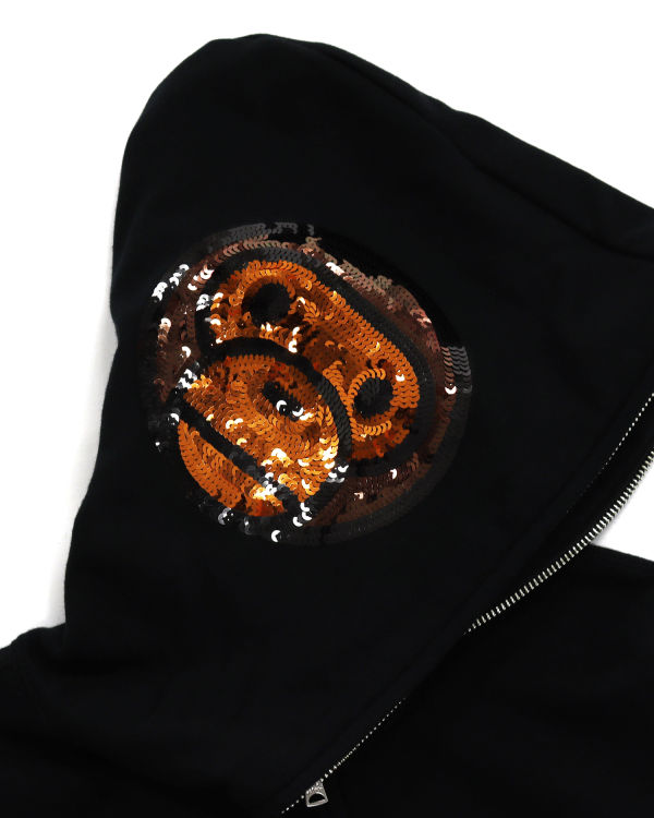 Dámské Mikiny S Kapucí Bape Milo Sequin Full Zip Černé | 15704TMCW