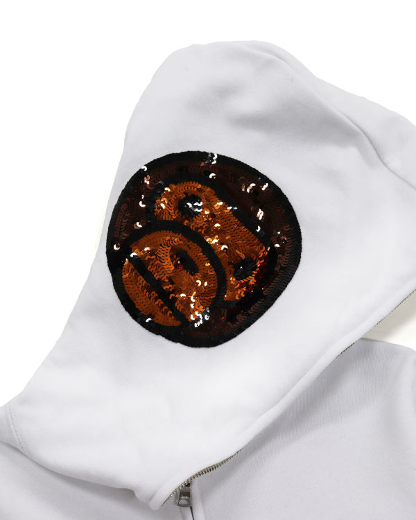 Dámské Mikiny S Kapucí Bape Milo Sequin Full Zip Bílé | 60917NEAL