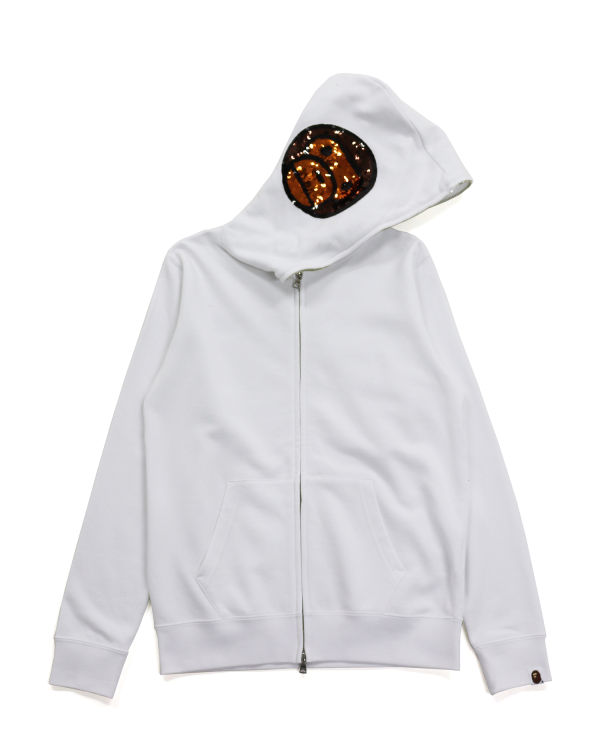 Dámské Mikiny S Kapucí Bape Milo Sequin Full Zip Bílé | 60917NEAL