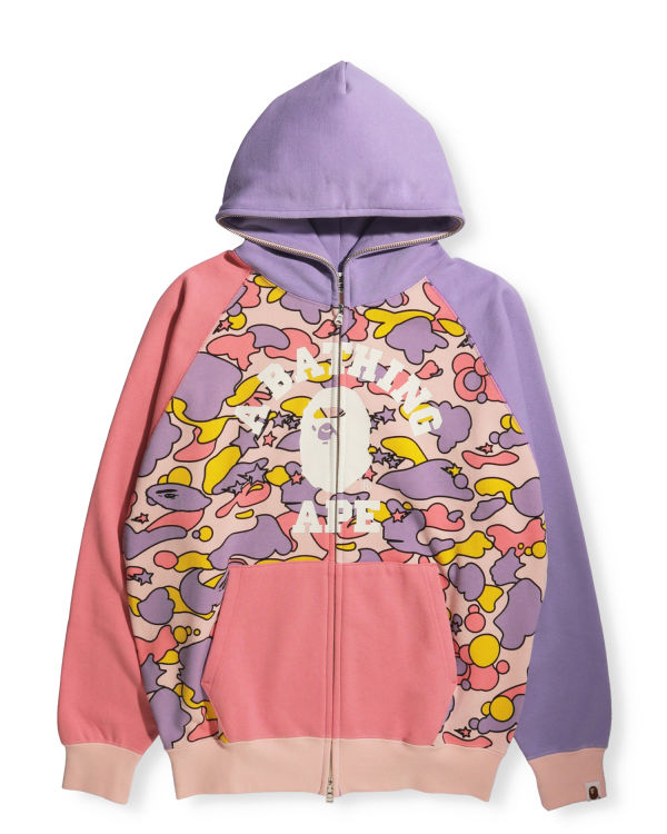 Dámské Mikiny S Kapucí Bape STA Camo Raglan Oversized Zip Růžové | 41892XWVA