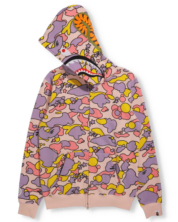 Dámské Mikiny S Kapucí Bape STA Camo Shark Full Zip Růžové | 65413IBDZ