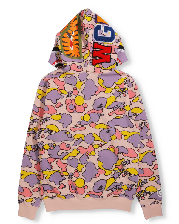Dámské Mikiny S Kapucí Bape STA Camo Shark Full Zip Růžové | 65413IBDZ