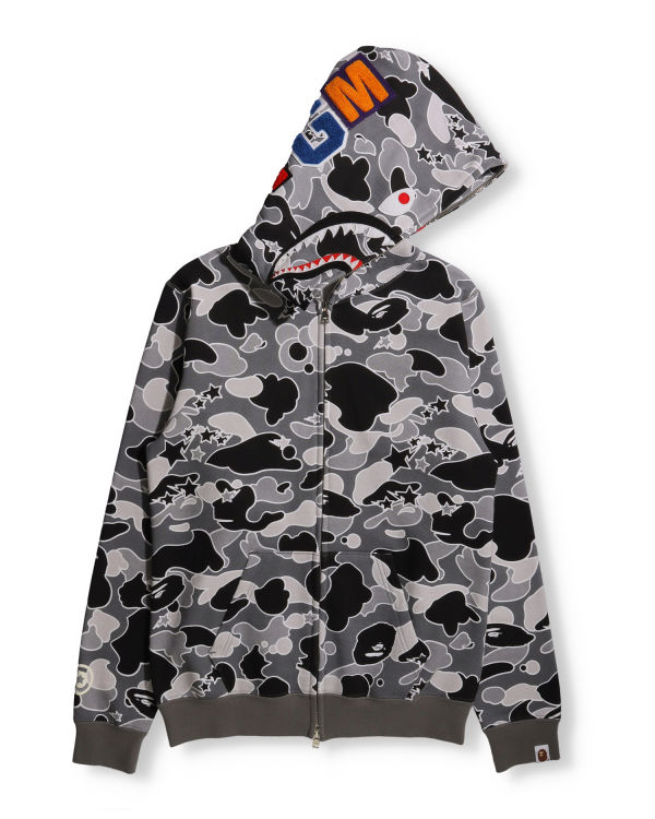 Dámské Mikiny S Kapucí Bape STA Camo Shark Full Zip Černé | 89120KAOG