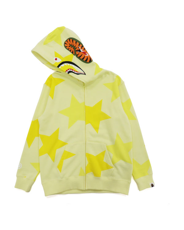 Dámské Mikiny S Kapucí Bape STA Pattern Shark Full Zip Žluté | 05732HIPZ