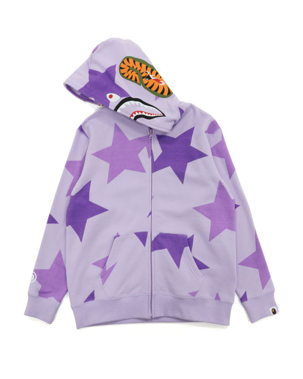 Dámské Mikiny S Kapucí Bape STA Pattern Shark Full Zip Fialové | 59234KHTG