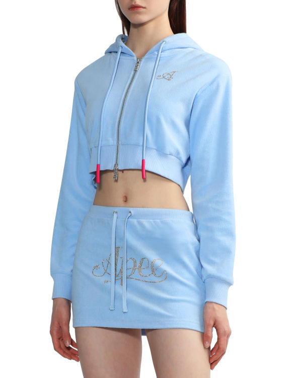 Dámské Mikiny S Kapucí Bape Towelling zip-up crop Blankyt | 30216QUVK