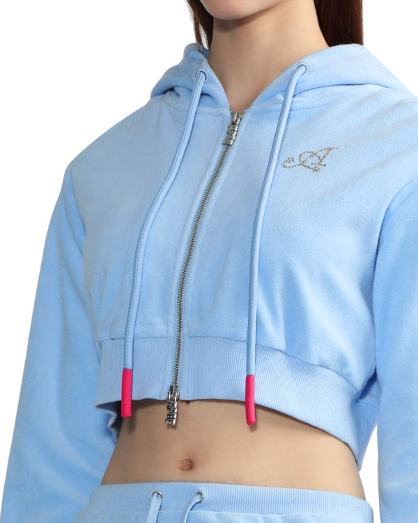 Dámské Mikiny S Kapucí Bape Towelling zip-up crop Blankyt | 30216QUVK