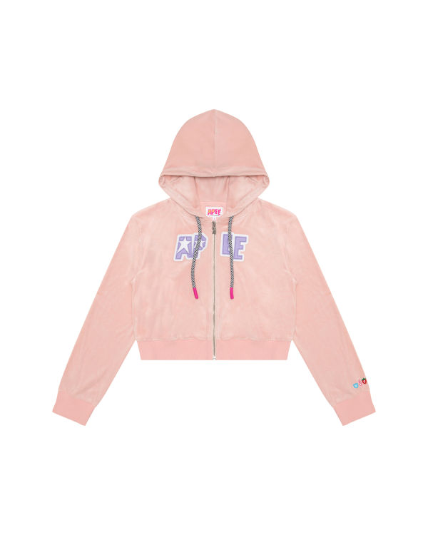 Dámské Mikiny S Kapucí Bape Velour Růžové | 37182VAMB