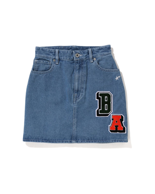 Dámské Sukně Bape Multi Fonts Denim Mini Blankyt | 68401YKOQ
