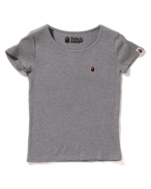 Dámské Tričko Bape Ape Head One Point Rib Šedé | 10427DOXQ