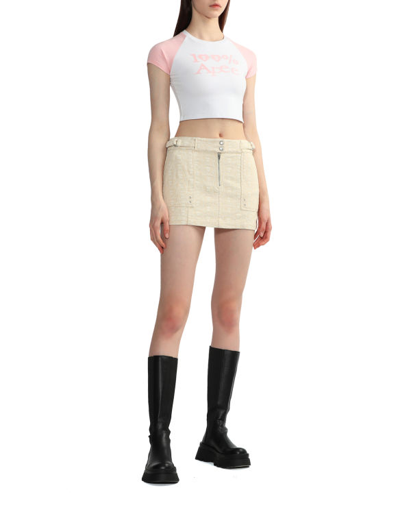 Dámské Tričko Bape Grafická crop raglan Bílé | 24375RBFM
