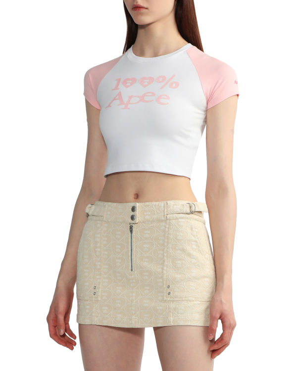 Dámské Tričko Bape Grafická crop raglan Bílé | 24375RBFM