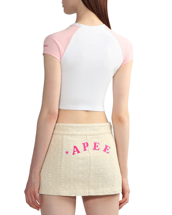 Dámské Tričko Bape Grafická crop raglan Bílé | 24375RBFM
