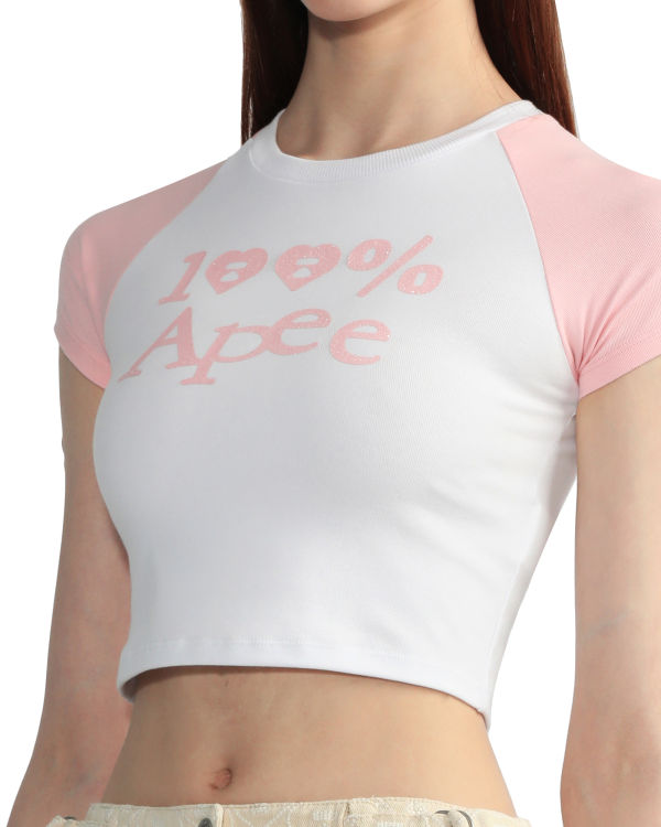 Dámské Tričko Bape Grafická crop raglan Bílé | 24375RBFM