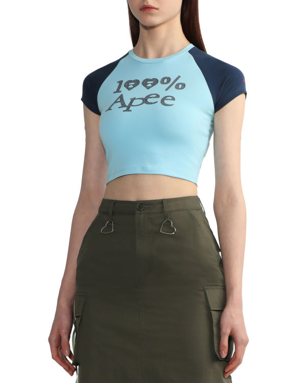 Dámské Tričko Bape Grafická crop raglan Světle Blankyt | 73510HMUE