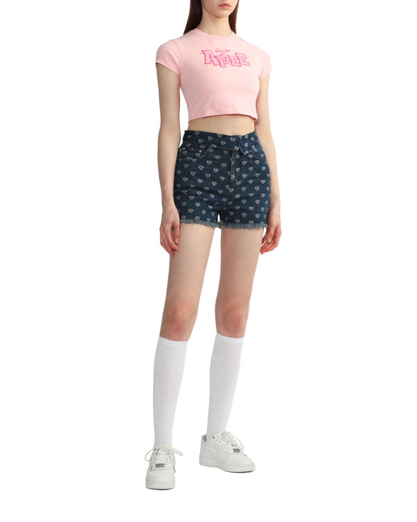 Dámské Tričko Bape Grafická slim-cut Růžové | 47061TONR