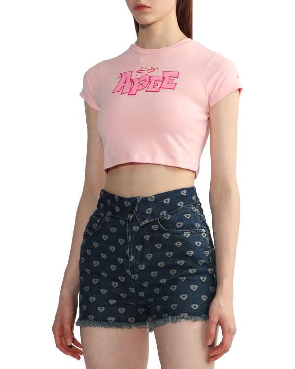 Dámské Tričko Bape Grafická slim-cut Růžové | 47061TONR