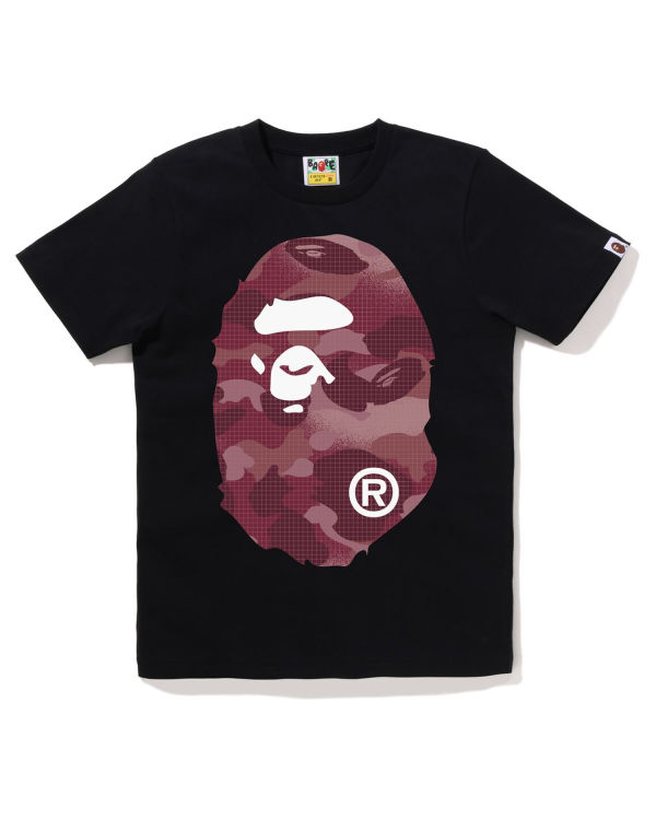 Dámské Tričko Bape Grid Camo Big Ape Head Černé | 90847NZUH