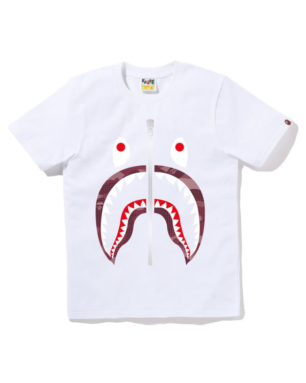 Dámské Tričko Bape Grid Camo Shark Bílé | 57081WZMS