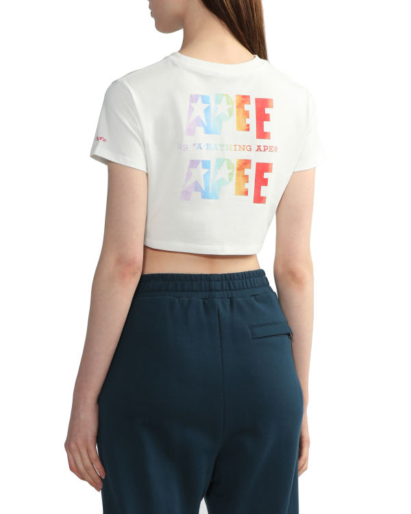 Dámské Tričko Bape Logo printed crop Bílé | 25731YXRM