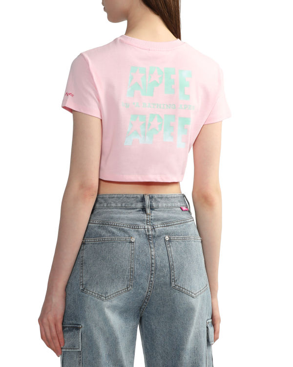 Dámské Tričko Bape Logo printed crop Růžové | 21864EUHL