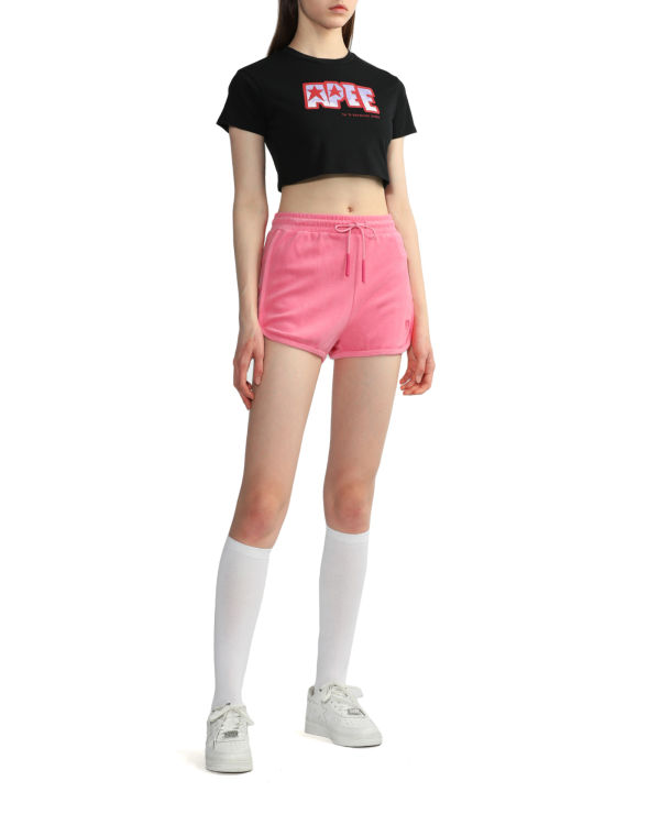 Dámské Tričko Bape Logo printed crop Černé | 26034IPBS